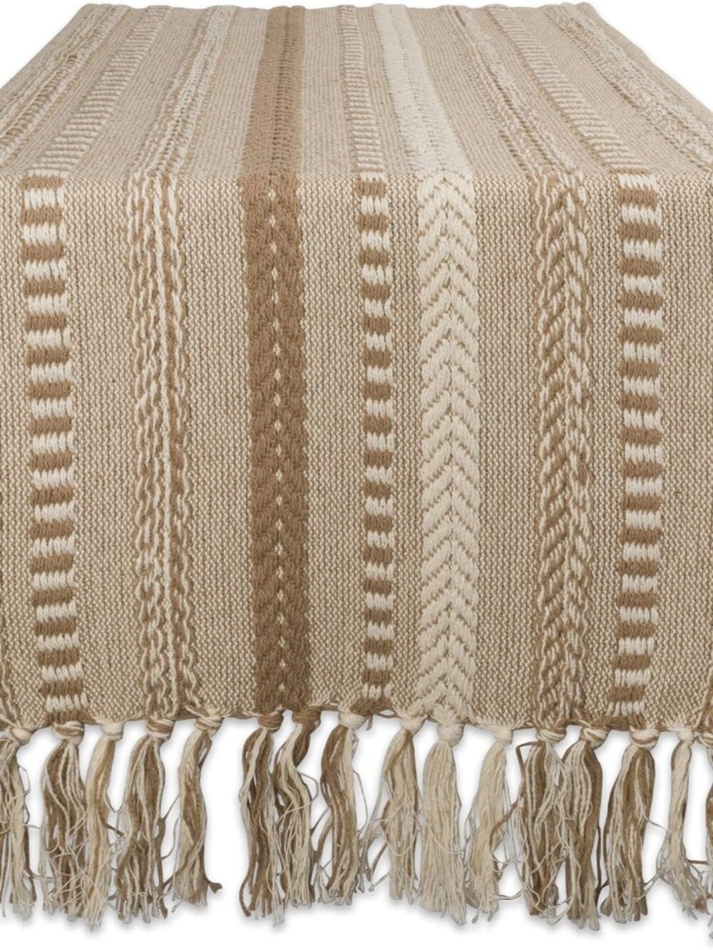 Farmhouse Braided Stripe Table Runner Collection, 15x72 15x77, Fringe Included, - Picture 1 of 11